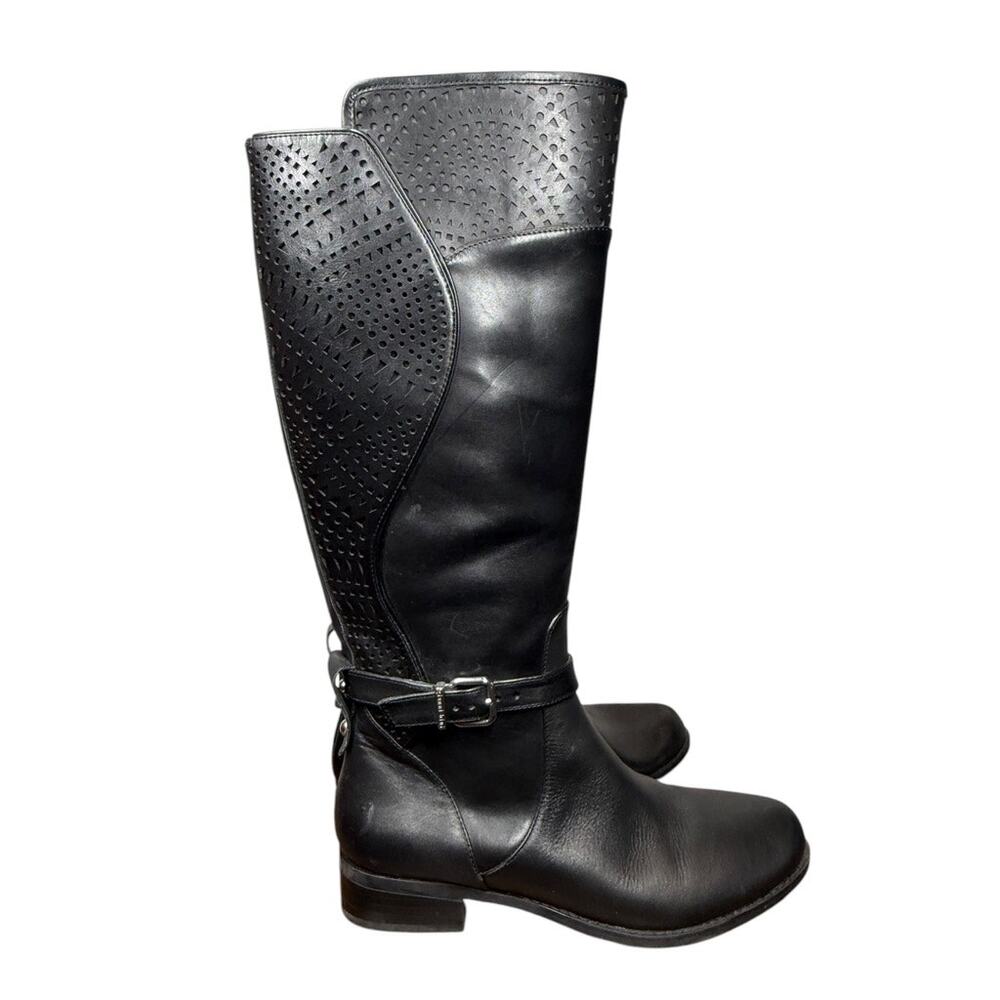 Gianni Bini Ellison Black Laser Cut Riding Boots Size Women's 8